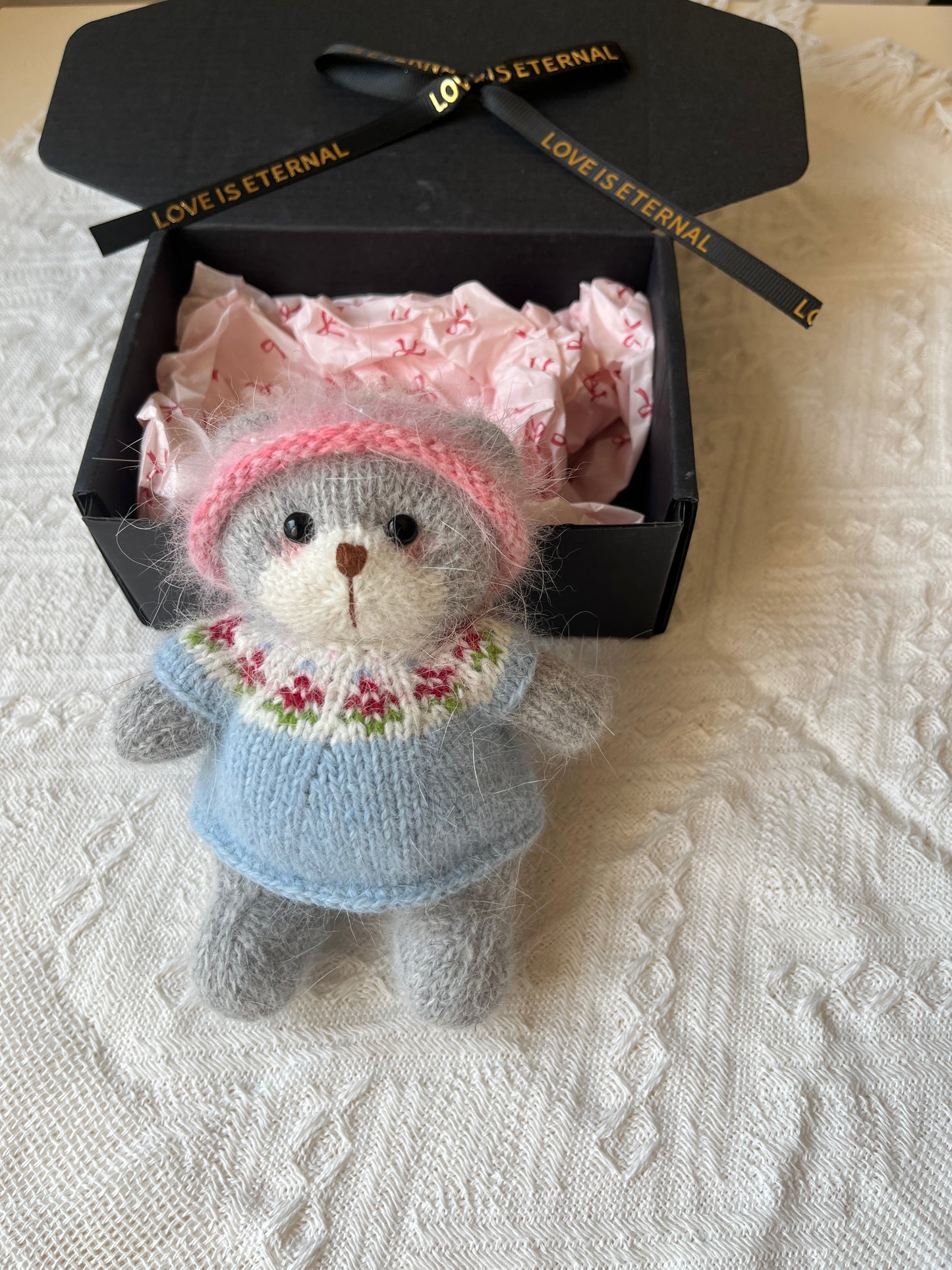 Hand-Knitted Plush Doll – Teddy the Cozy Bear