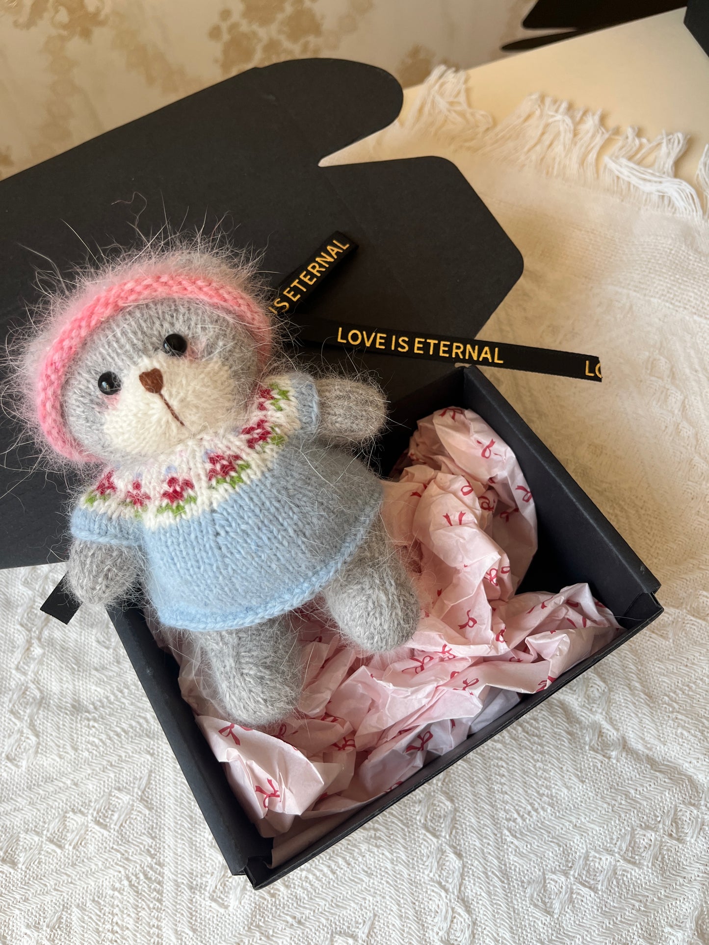 Hand-Knitted Plush Doll – Teddy the Cozy Bear