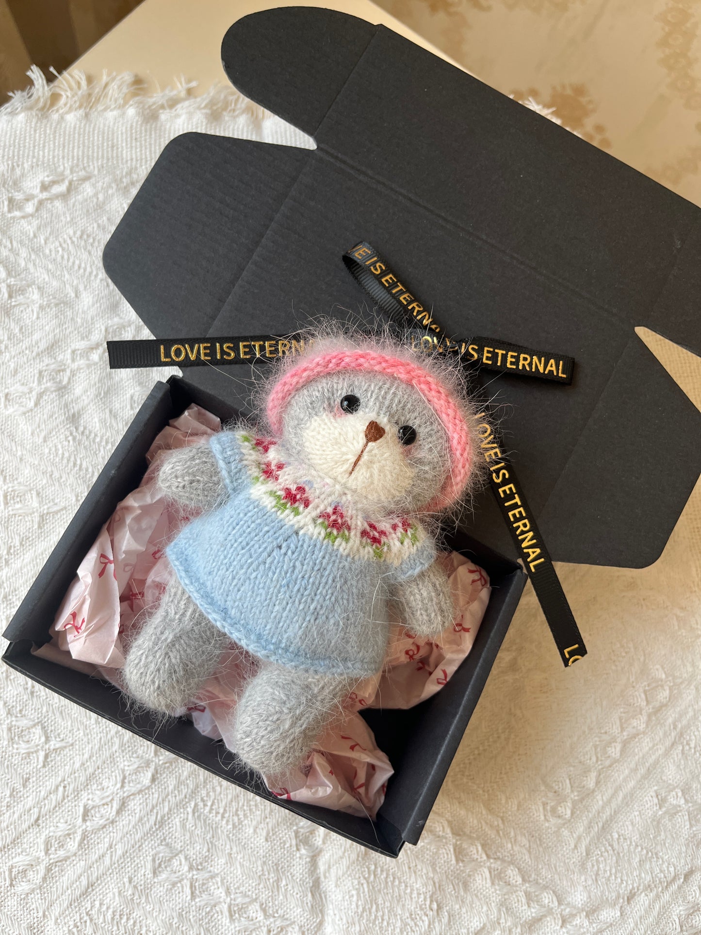Hand-Knitted Plush Doll – Teddy the Cozy Bear