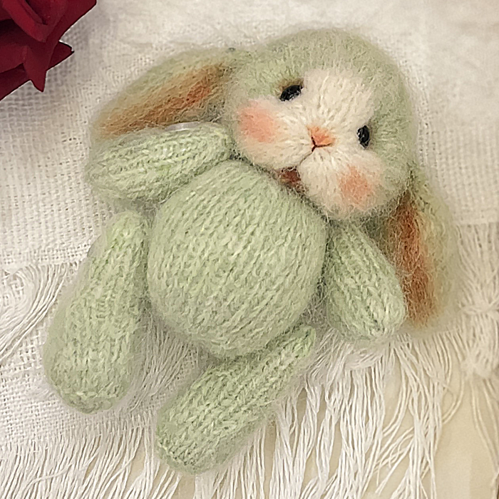 Handmade Bunny Doll Base – Soft Knit Plush (13cm)