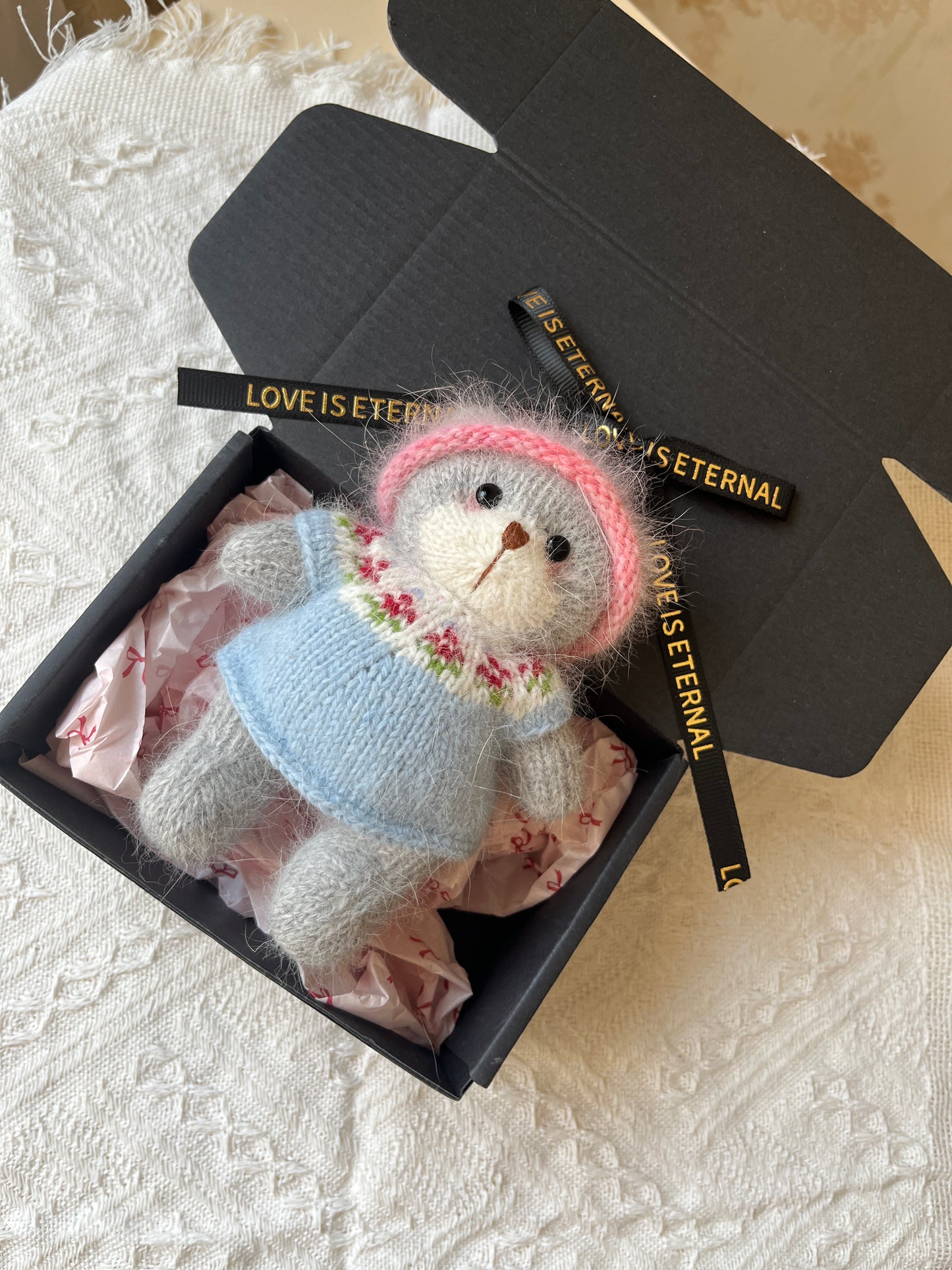 Hand-Knitted Plush Doll – Teddy the Cozy Bear