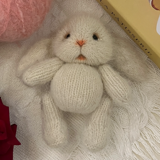 Handmade Bunny Doll Base – Soft Knit Plush (13cm)