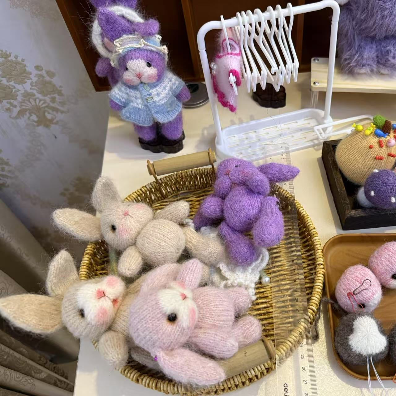 Handmade Bunny Doll Base – Soft Knit Plush (13cm)