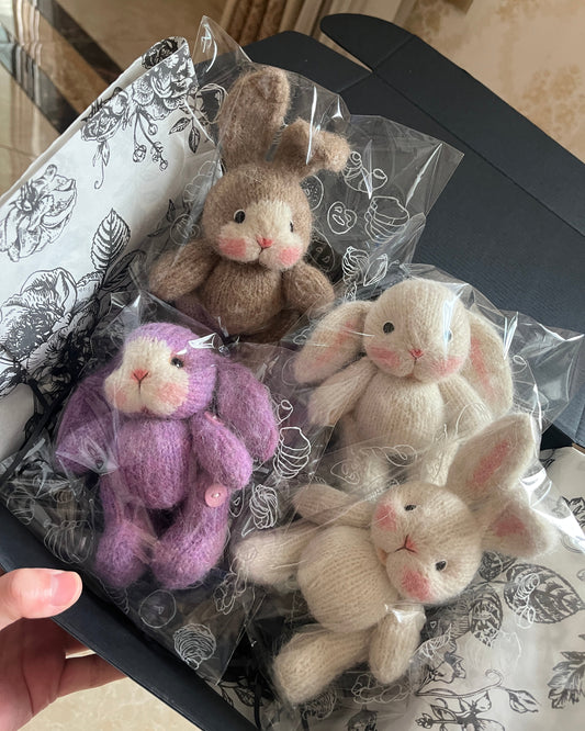 Handmade Bunny Doll Base – Soft Knit Plush (13cm)