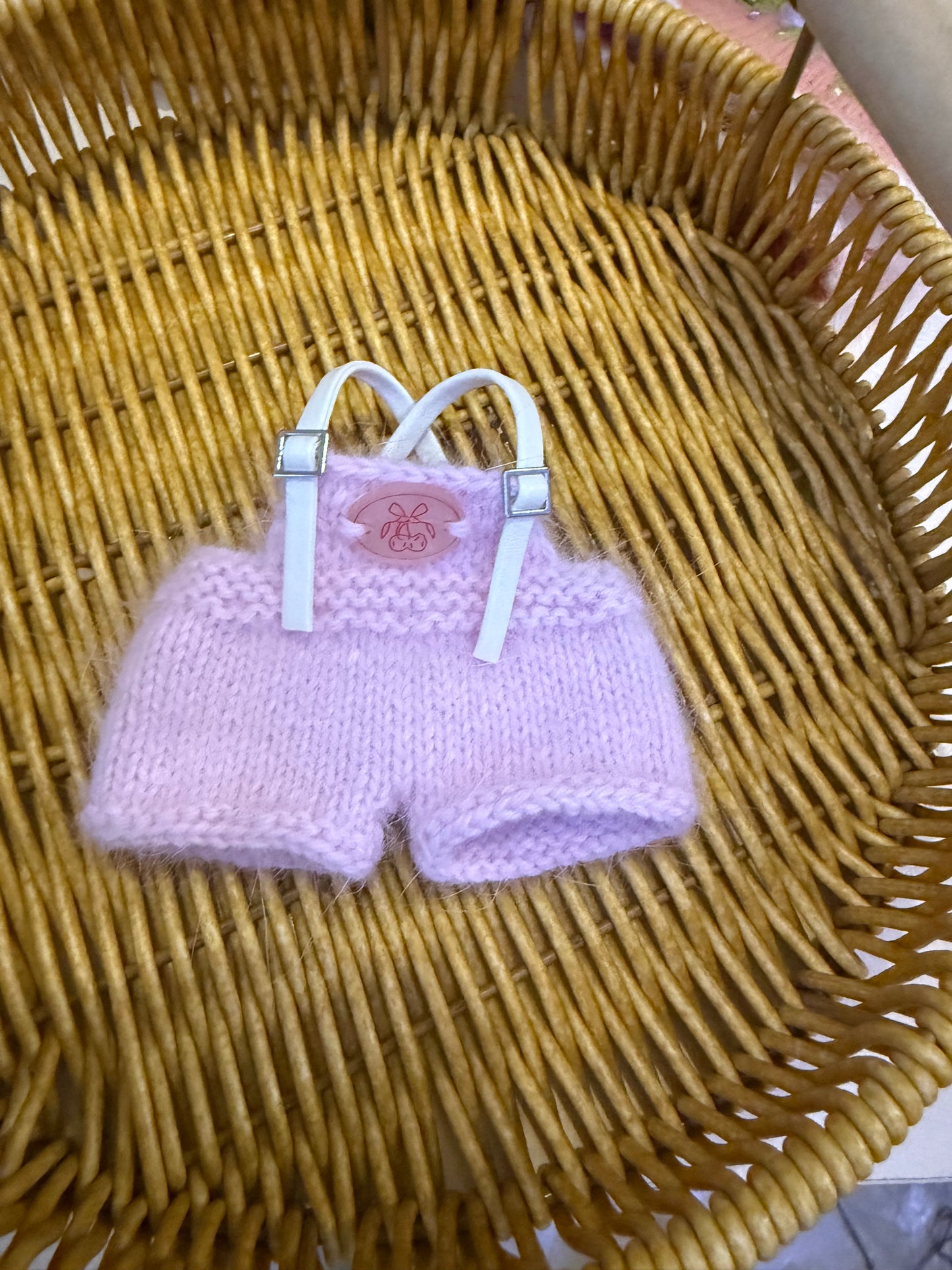 Handmade Knit Doll Overalls2 – Penguin Design for 13–17cm Dolls