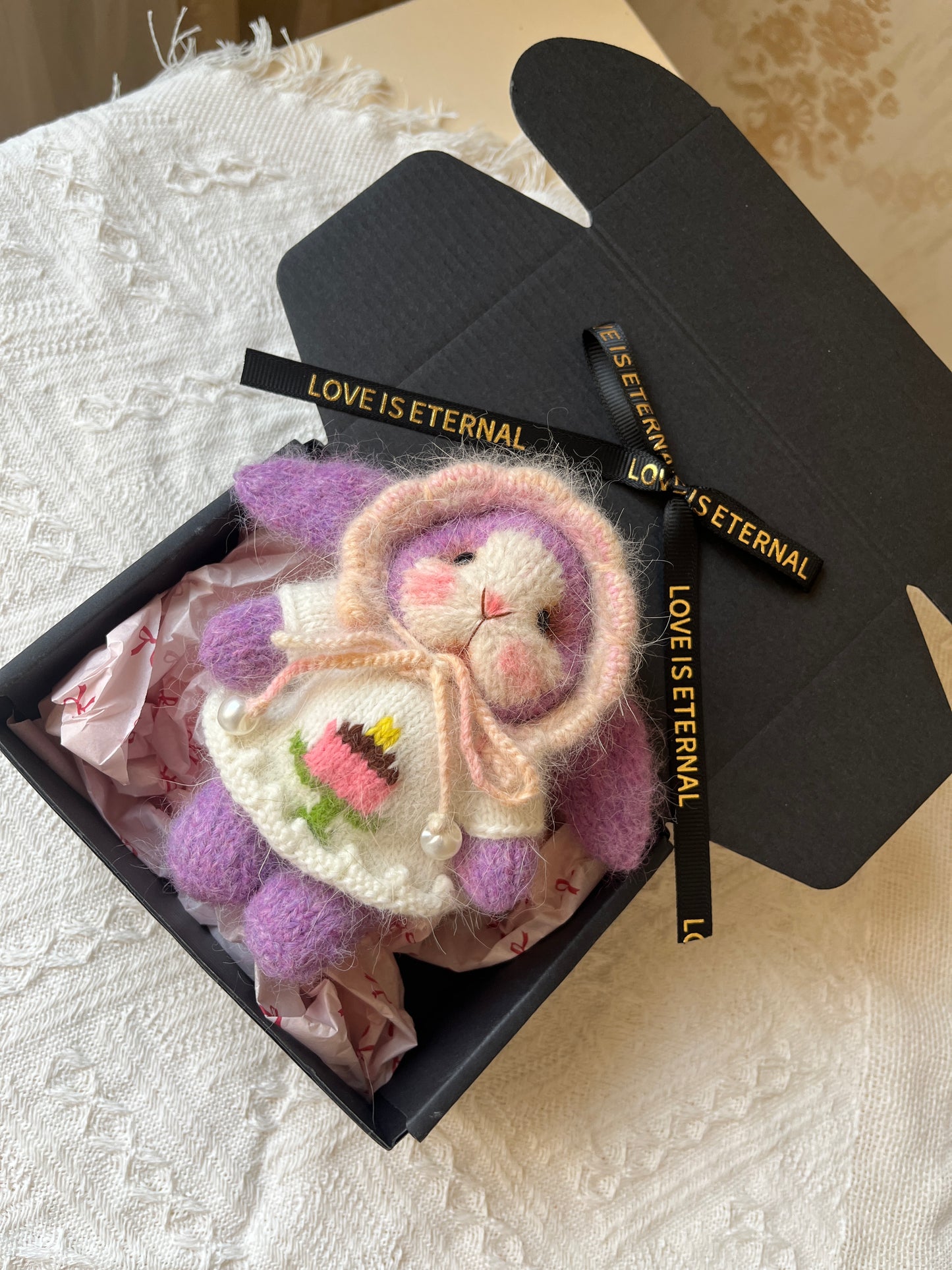 Hand-Knitted Woolen Doll – Daisy the Garden Bunny