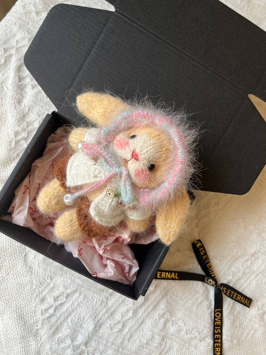 Hand-Knitted Woolen Doll – Milo the Woodland Bunny