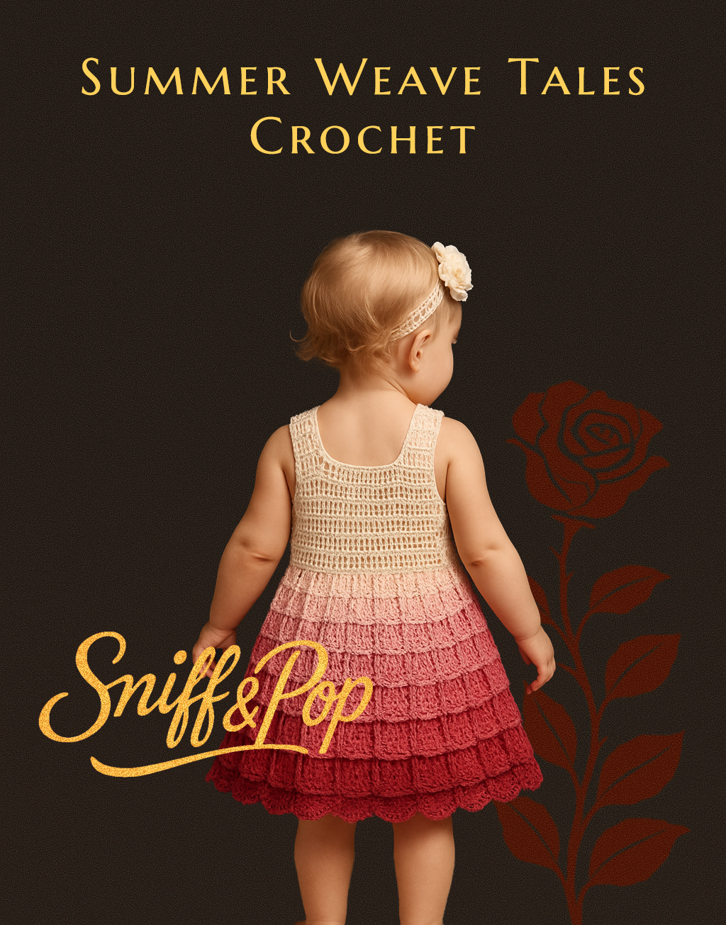 Summer Weave Tales - Peach Ombre  Crochet Dress