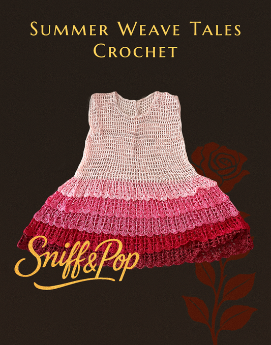Summer Weave Tales - Peach Ombre  Crochet Dress