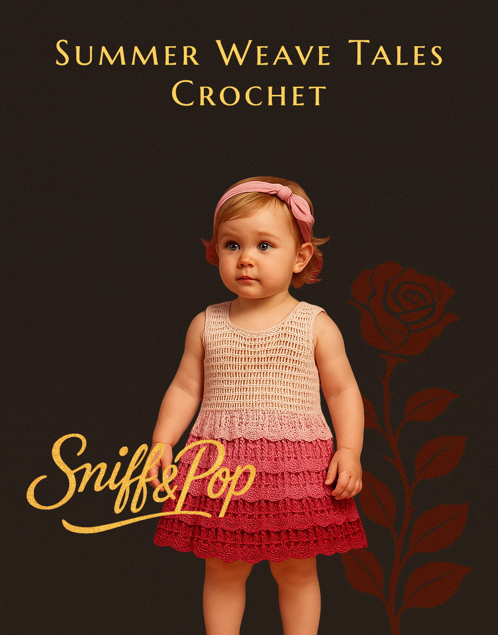 Summer Weave Tales - Peach Ombre  Crochet Dress