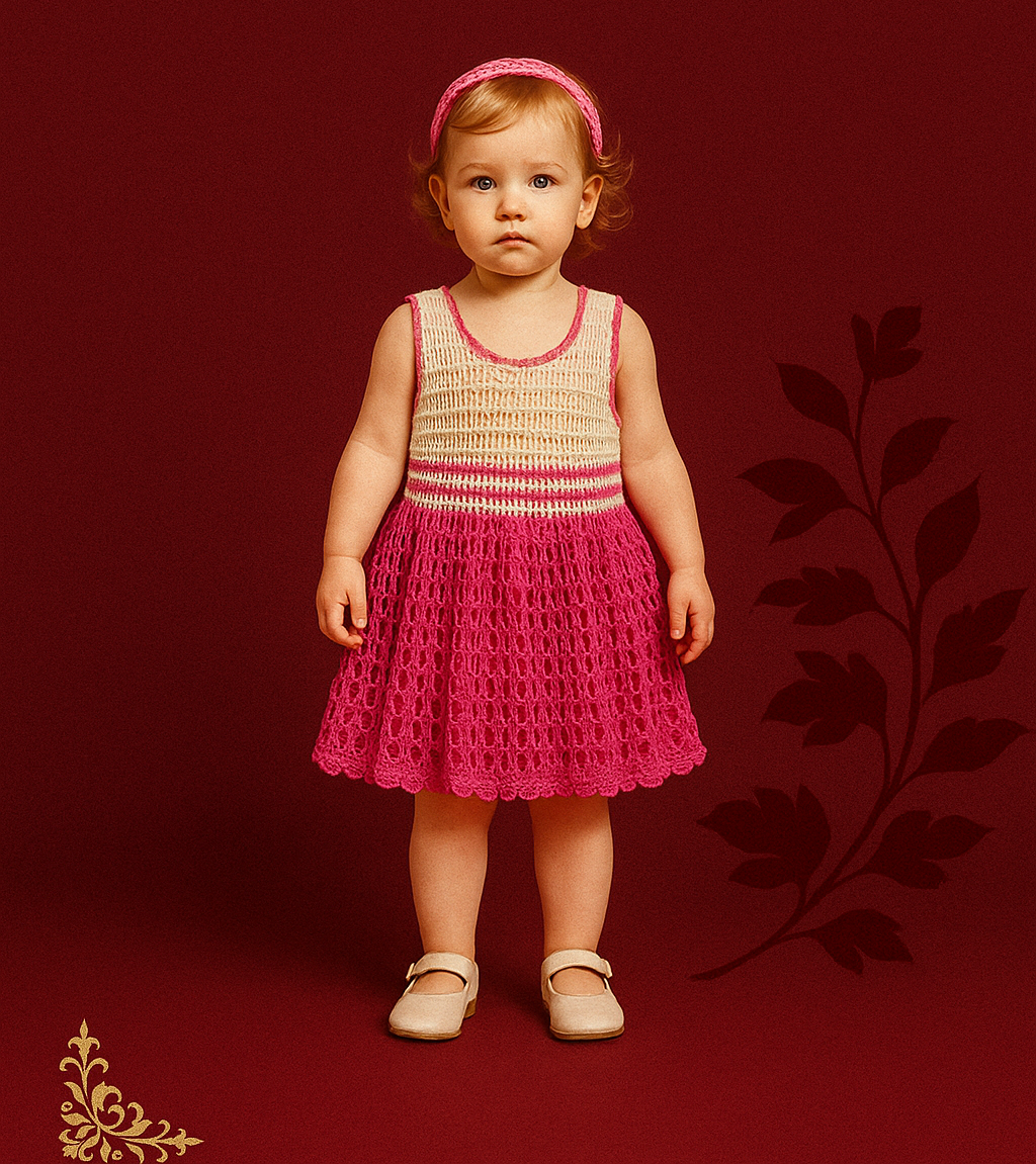 Summer Weave Tales - Berry Bloom Crochet Dress