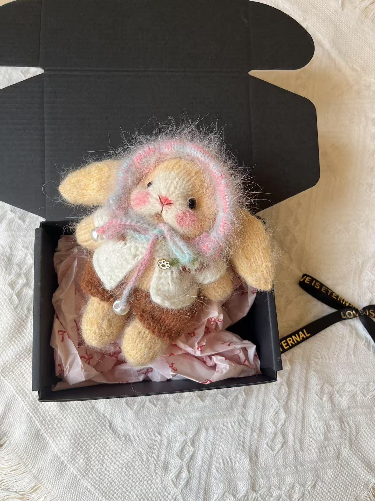 Hand-Knitted Woolen Doll – Milo the Woodland Bunny