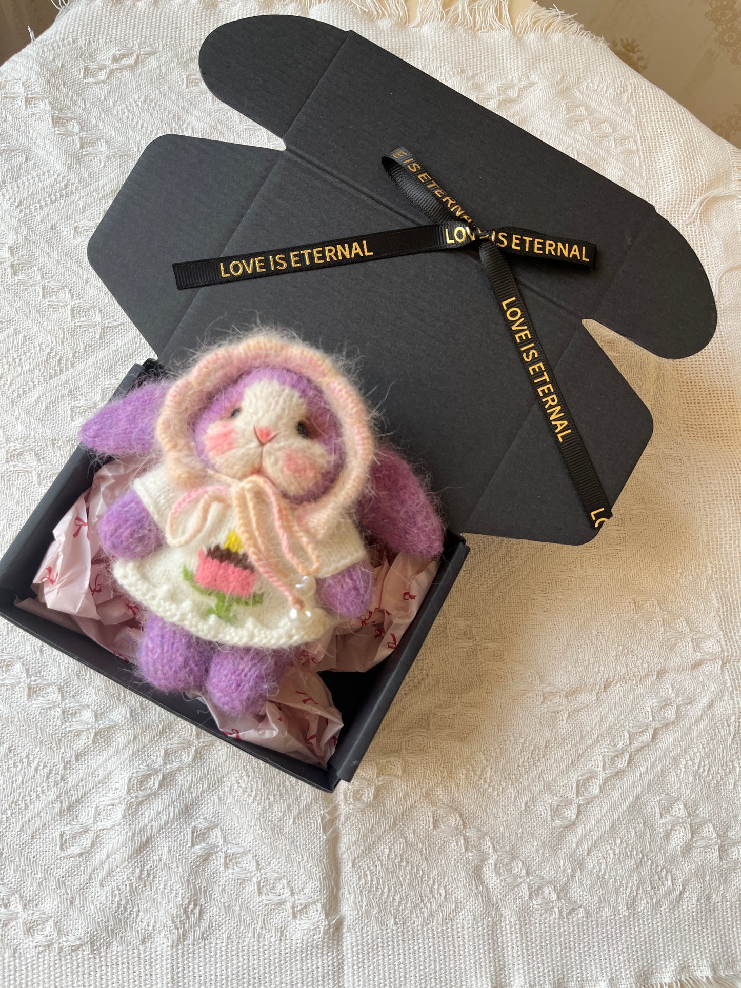 Hand-Knitted Woolen Doll – Daisy the Garden Bunny