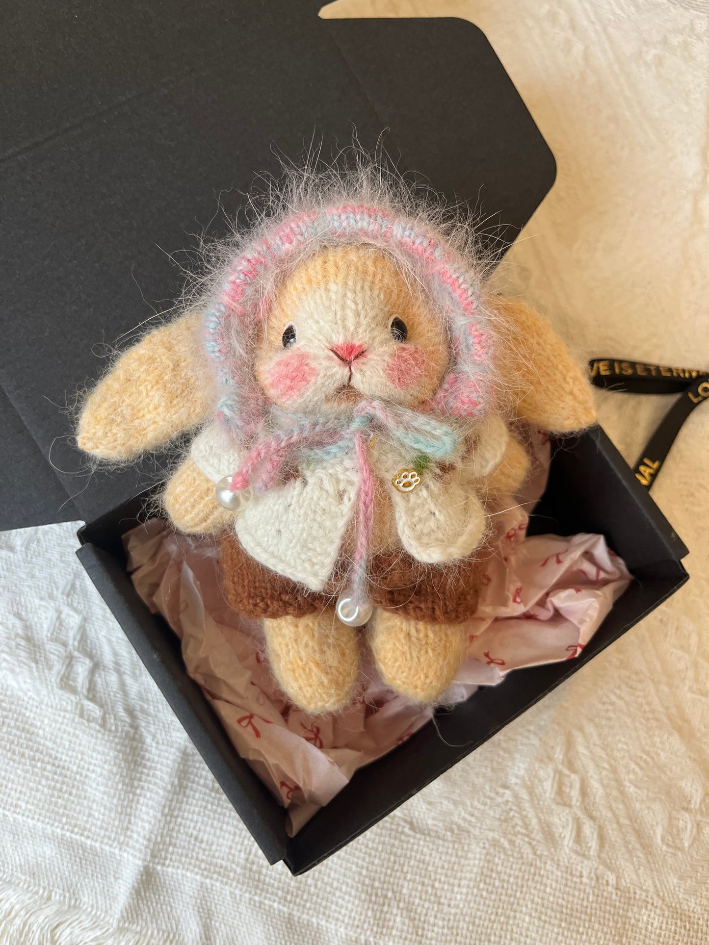 Hand-Knitted Woolen Doll – Milo the Woodland Bunny
