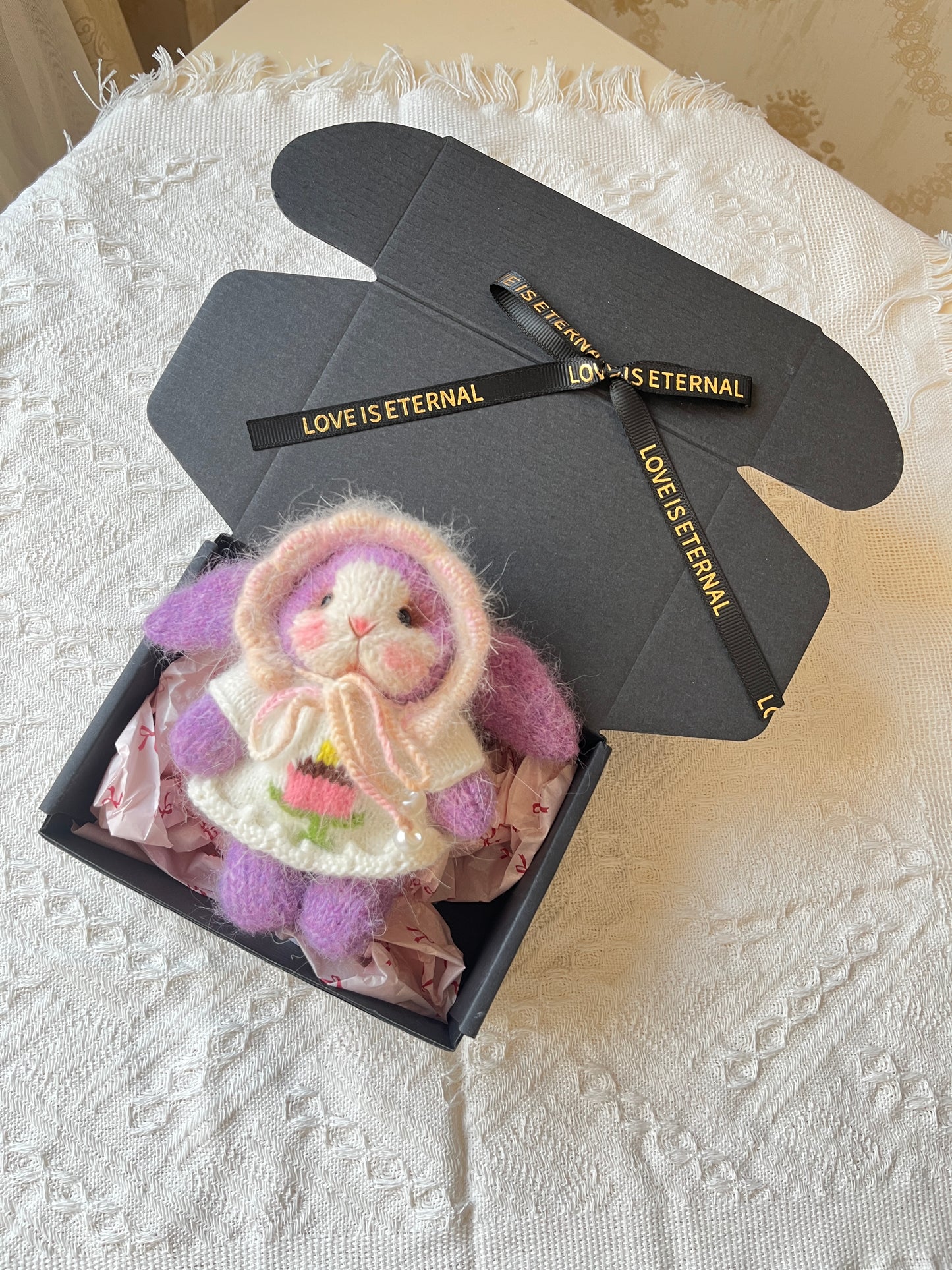 Hand-Knitted Woolen Doll – Daisy the Garden Bunny