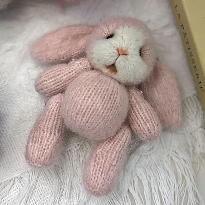 Handmade Bunny Doll Base – Soft Knit Plush (13cm)